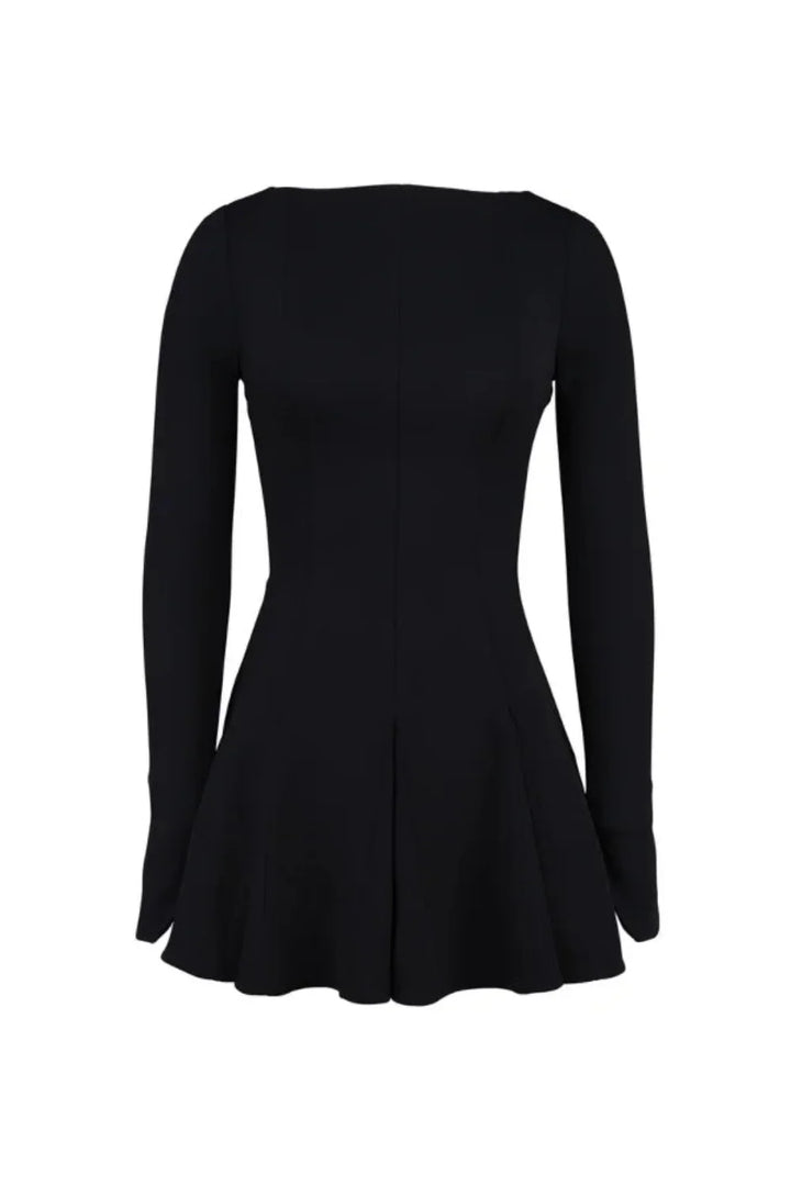 Structured Crepe Fit & Flare Dress Women - Black