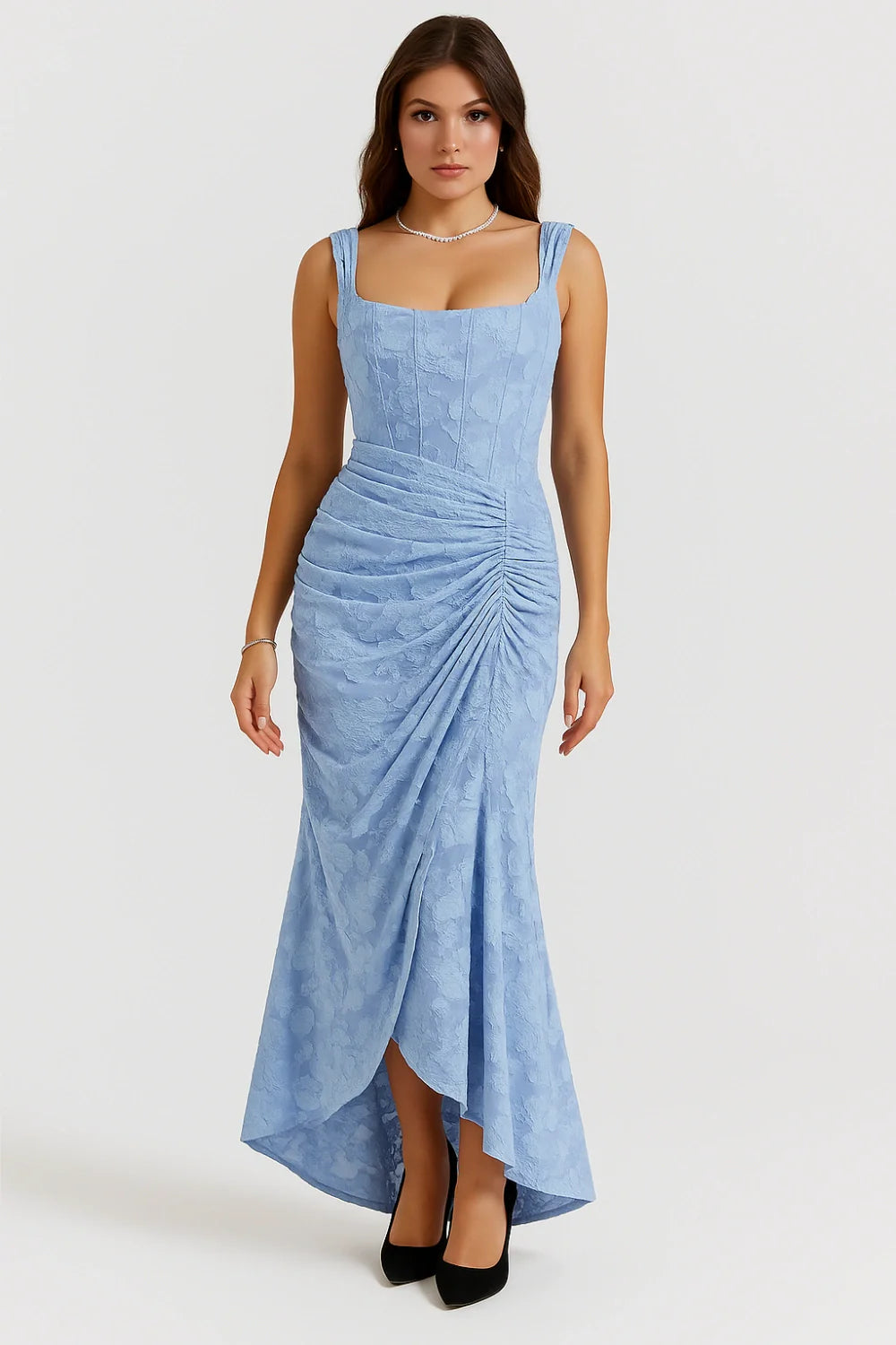Rose Print Georgette Maxi Dress Cupped Lined