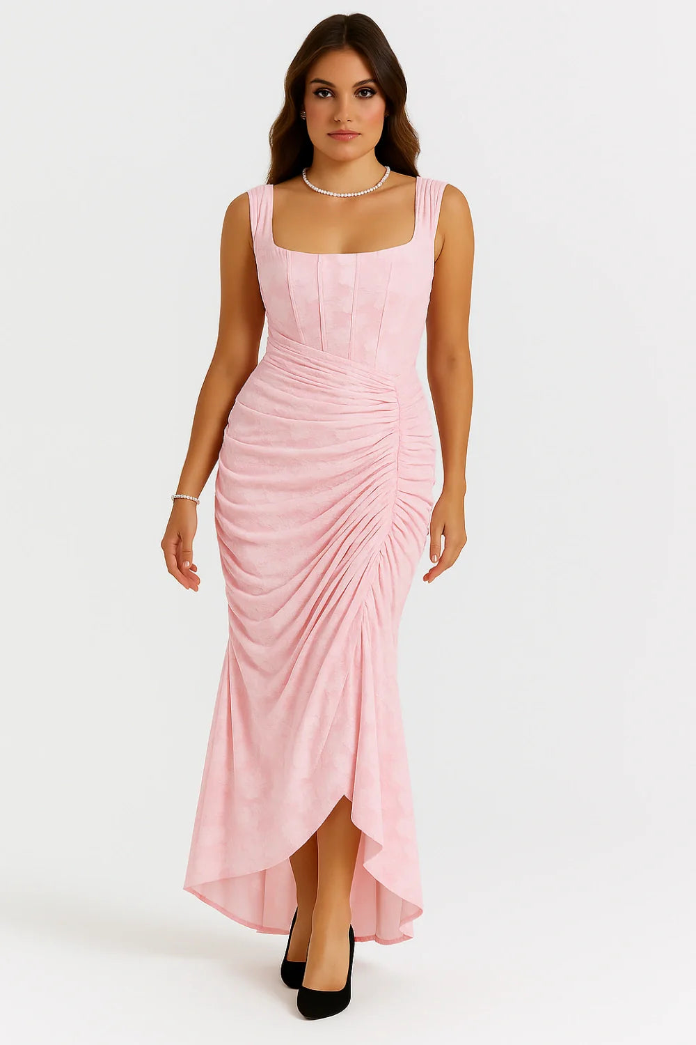 Rose Print Georgette Maxi Dress Cupped Lined