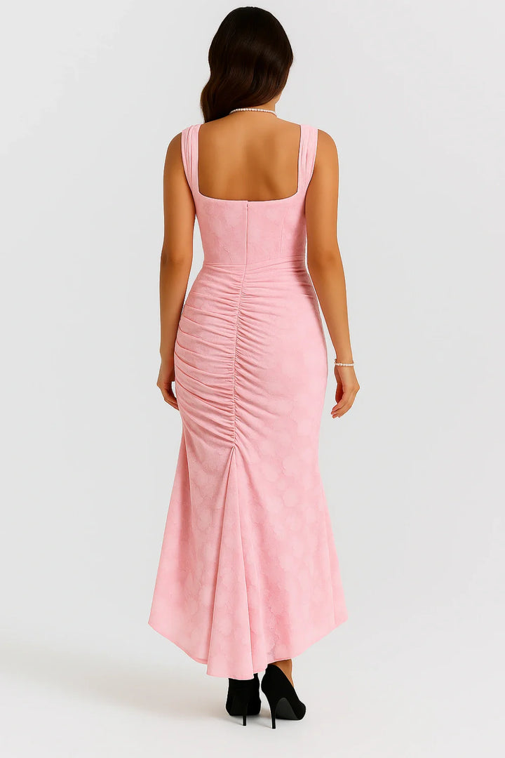 Rose Print Georgette Maxi Dress Cupped Lined