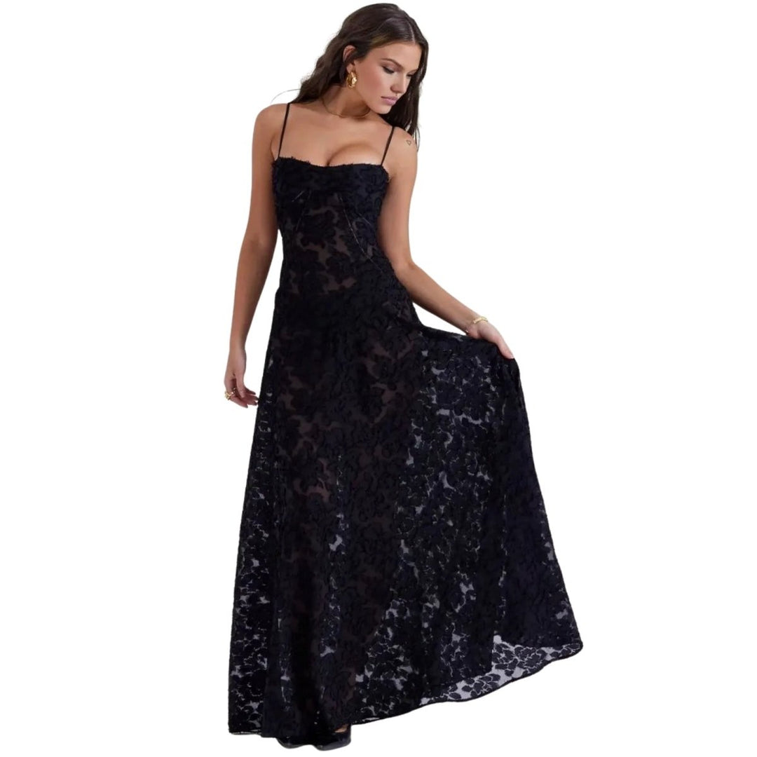 Floral Jacquard Corset Gown Women Formal