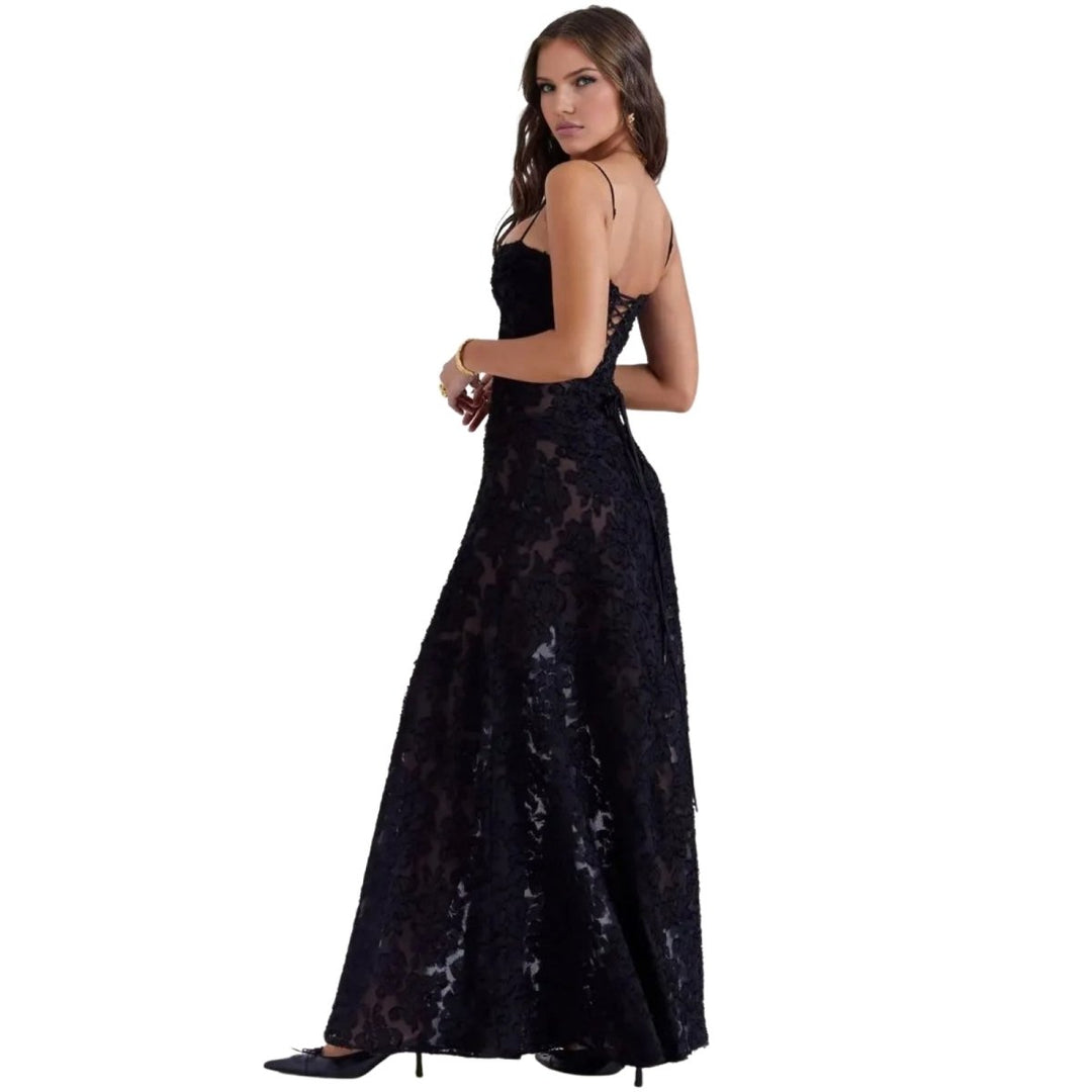 Floral Jacquard Corset Gown Women Formal