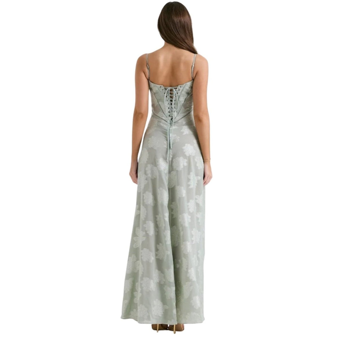 Floral Jacquard Corset Gown Women Formal