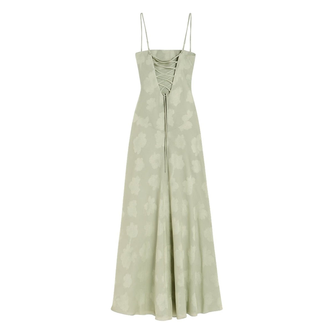 Floral Jacquard Corset Gown Women Formal