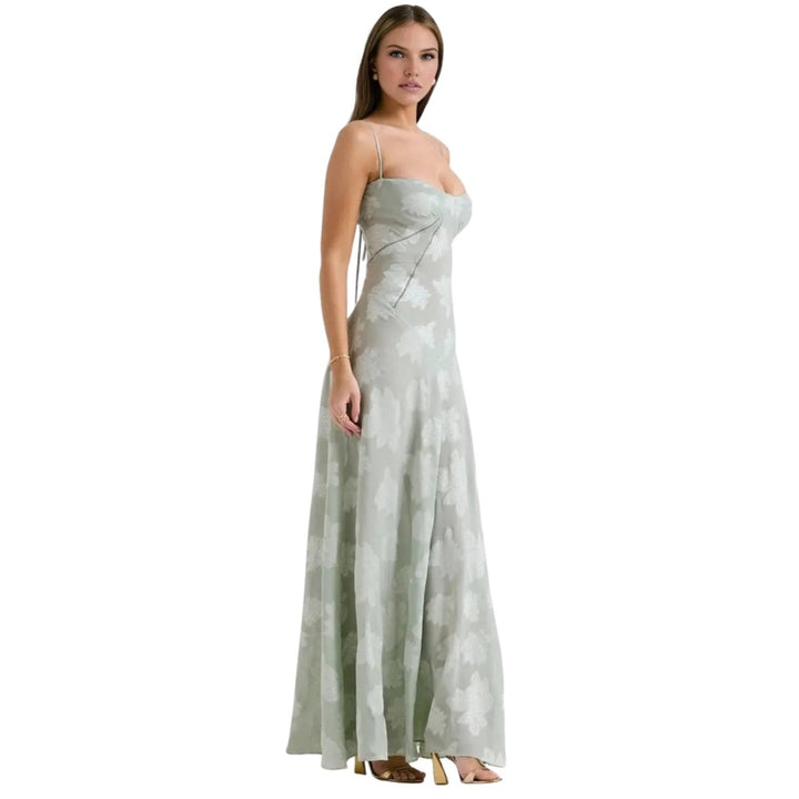 Floral Jacquard Corset Gown Women Formal