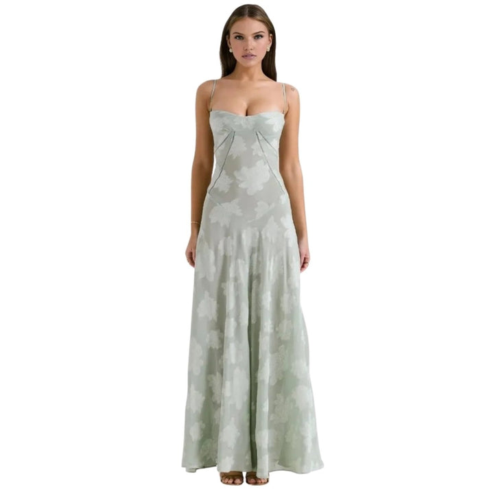 Floral Jacquard Corset Gown Women Formal
