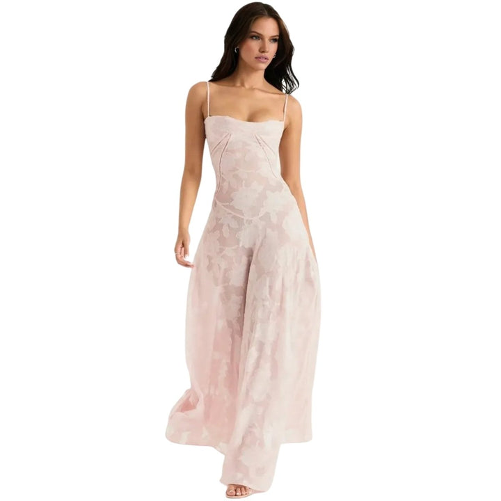 Floral Jacquard Corset Gown Women Formal