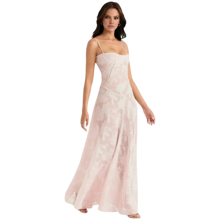 Floral Jacquard Corset Gown Women Formal
