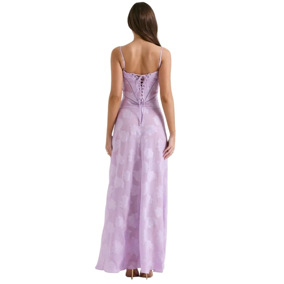 Floral Jacquard Corset Gown Women Formal