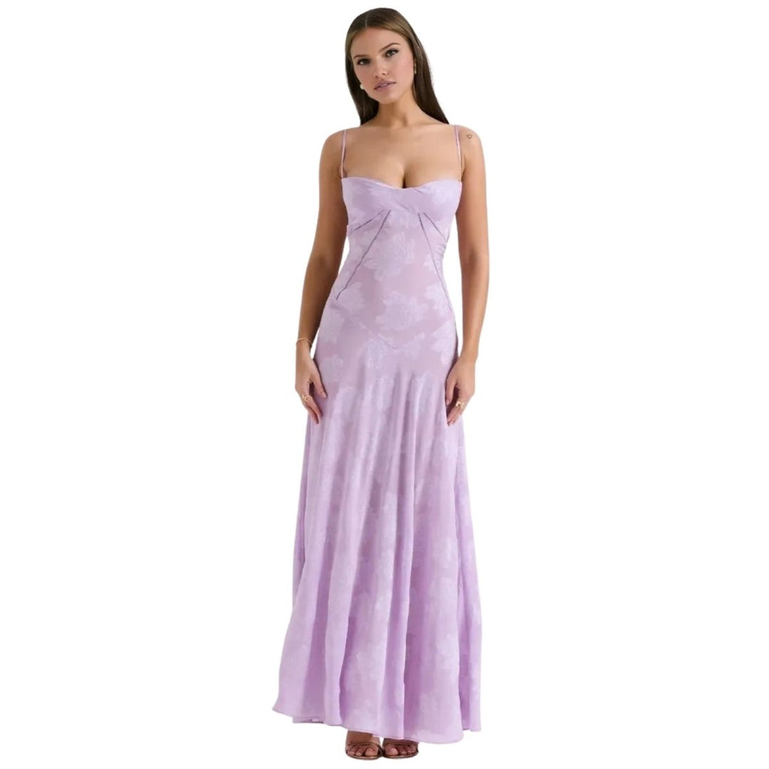 Floral Jacquard Corset Gown Women Formal