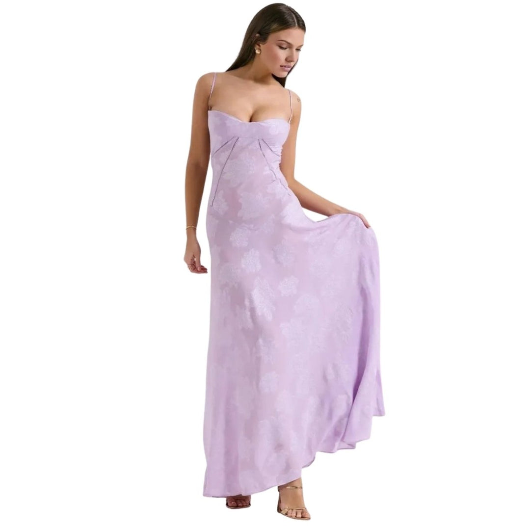 Floral Jacquard Corset Gown Women Formal