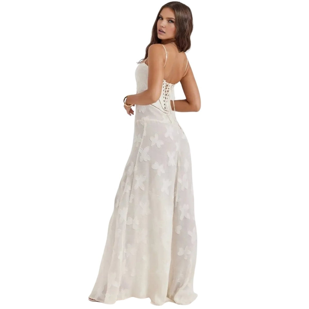 Floral Jacquard Corset Gown Women Formal