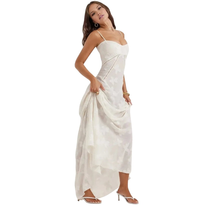 Floral Jacquard Corset Gown Women Formal