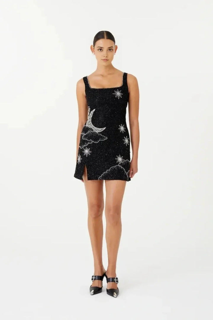 Beaded Crystal Mini Dress Women Strapless