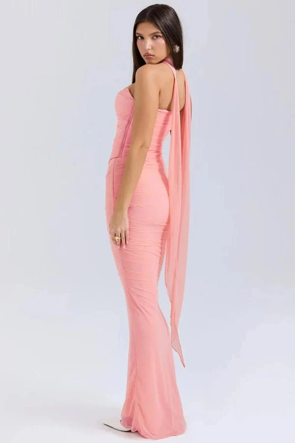 Mesh Corset Mini Dress Strapless Boned Women