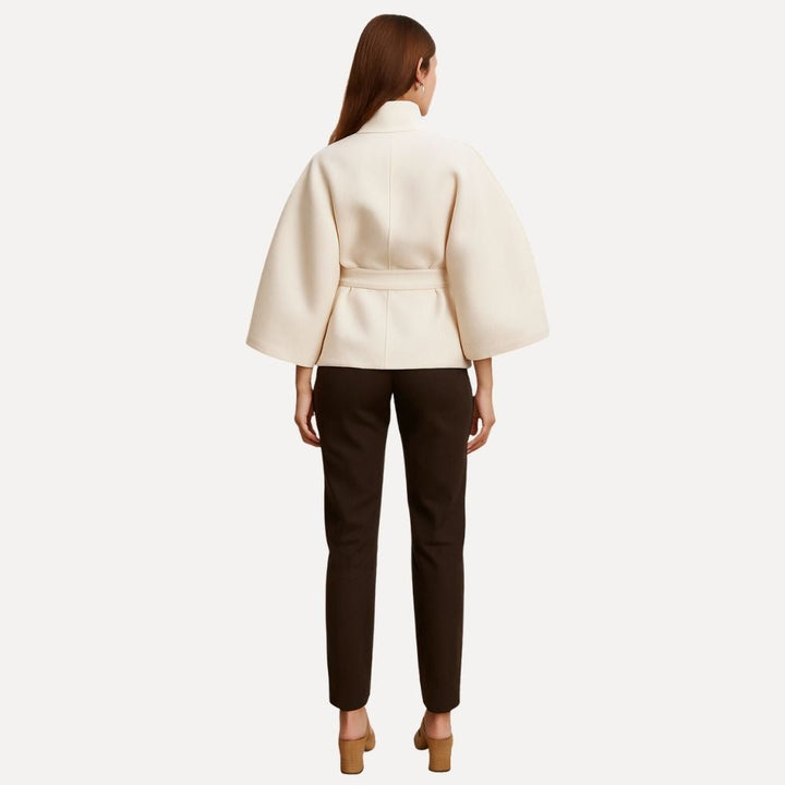 Wool Cashmere Kimono Jacket Women Funnel Neck