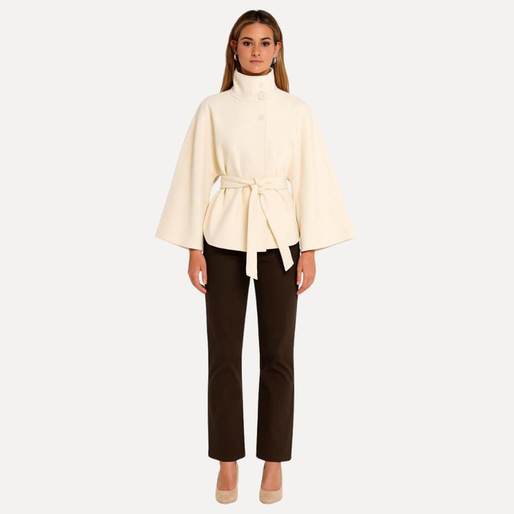 Wool Cashmere Kimono Jacket Women Funnel Neck