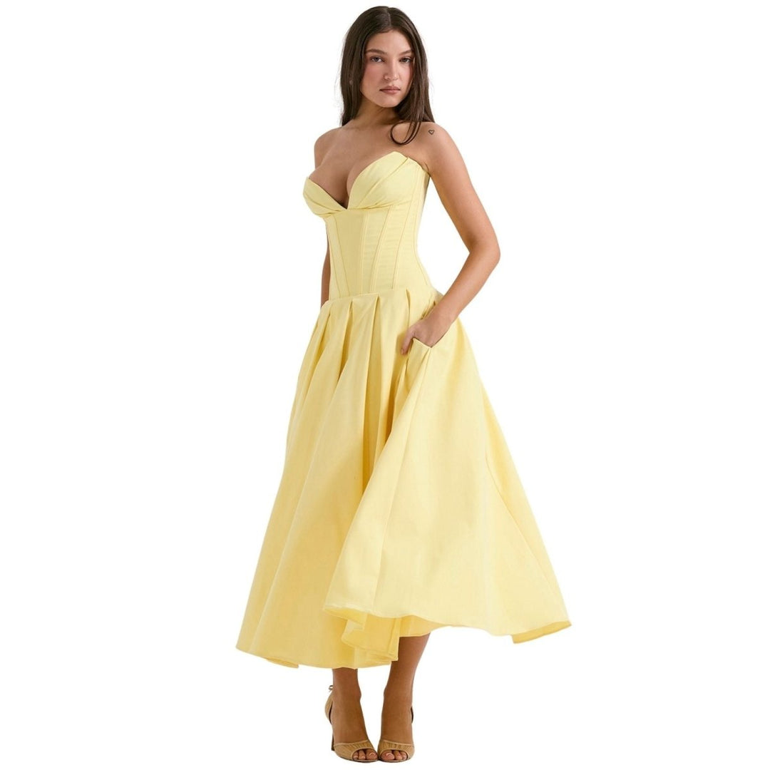 Ballgown Mini Dress Women Boned Bodice Voluminous Skirt
