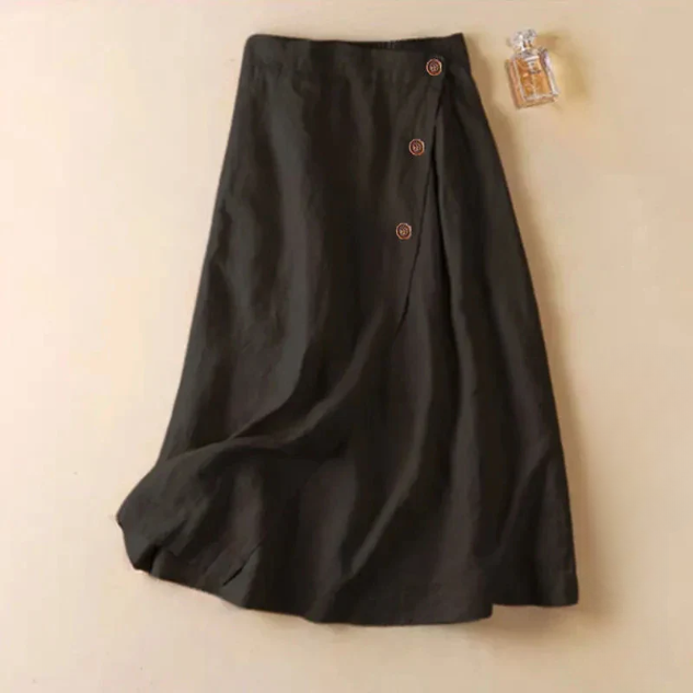 Womens A-Line Linen Blend Midi Skirt
