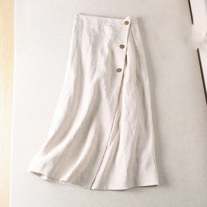 Womens A-Line Linen Blend Midi Skirt
