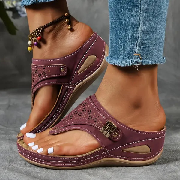 Melanie Comfort Wedge Sandals Summer Laser Cut