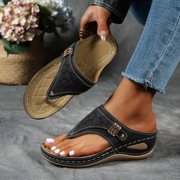 Melanie Comfort Wedge Sandals Summer Laser Cut
