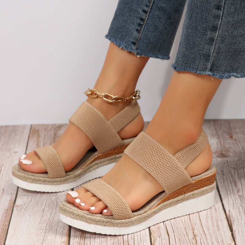 Platform Sandals Women Elastic Strap Lightweight Sporty