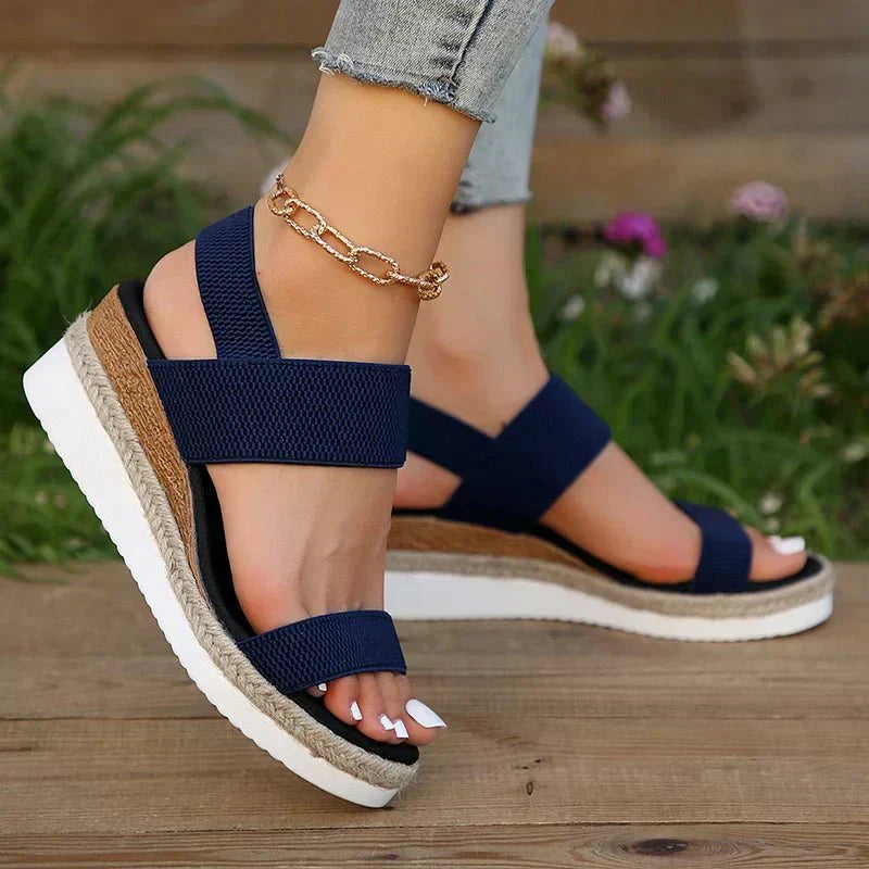Platform Sandals Women Elastic Strap Lightweight Sporty
