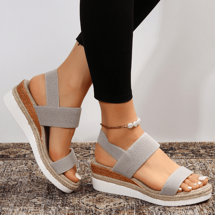 Platform Sandals Women Elastic Strap Lightweight Sporty