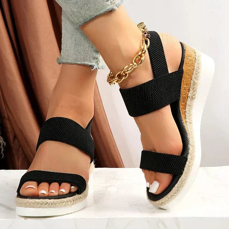 Platform Sandals Women Elastic Strap Lightweight Sporty
