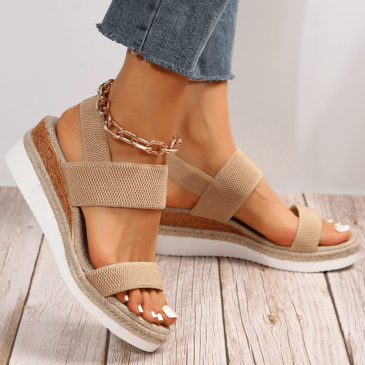 Platform Sandals Women Elastic Strap Lightweight Sporty