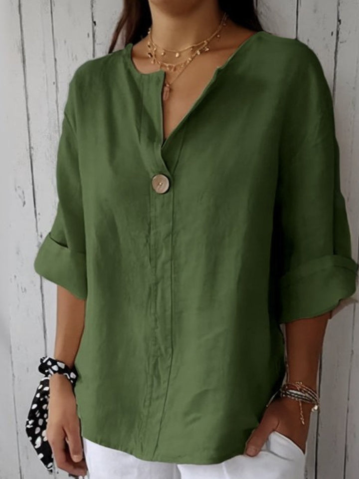 Women's V-Neck Casual Linen Blouse