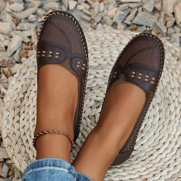 Perforated Loafers Women Slip-On Flat Breathable Casual