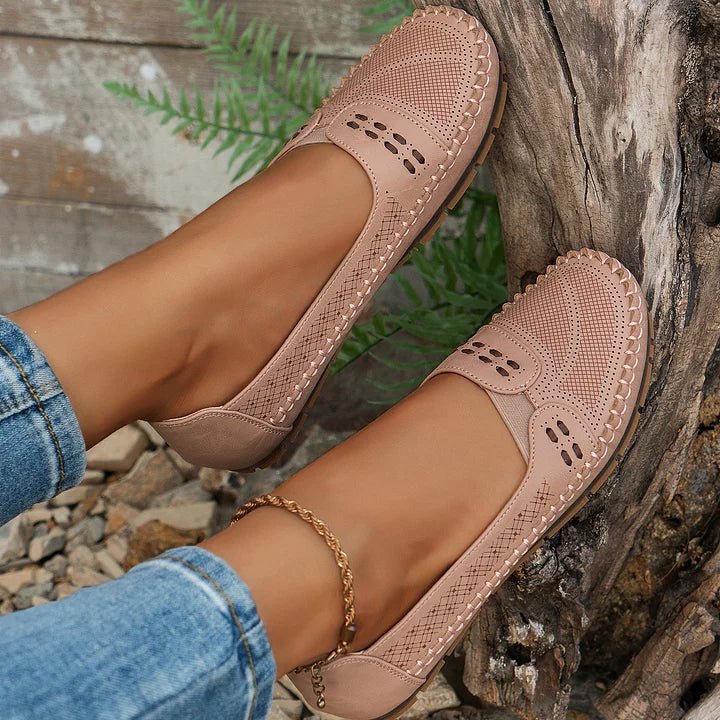 Perforated Loafers Women Slip-On Flat Breathable Casual