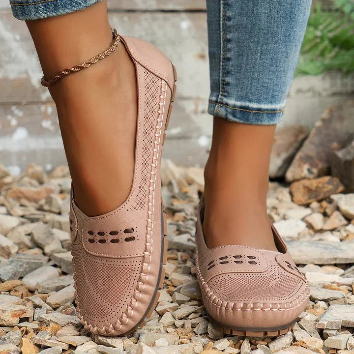 Perforated Loafers Women Slip-On Flat Breathable Casual