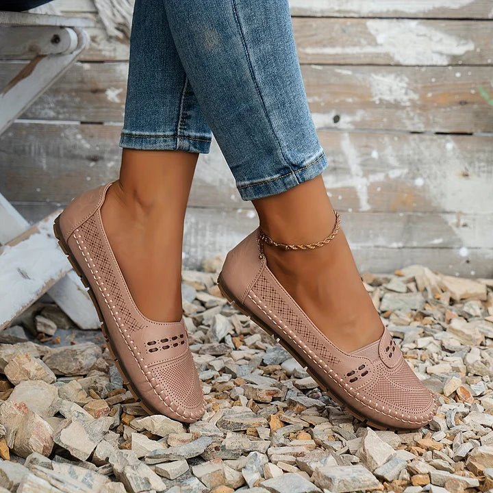 Perforated Loafers Women Slip-On Flat Breathable Casual