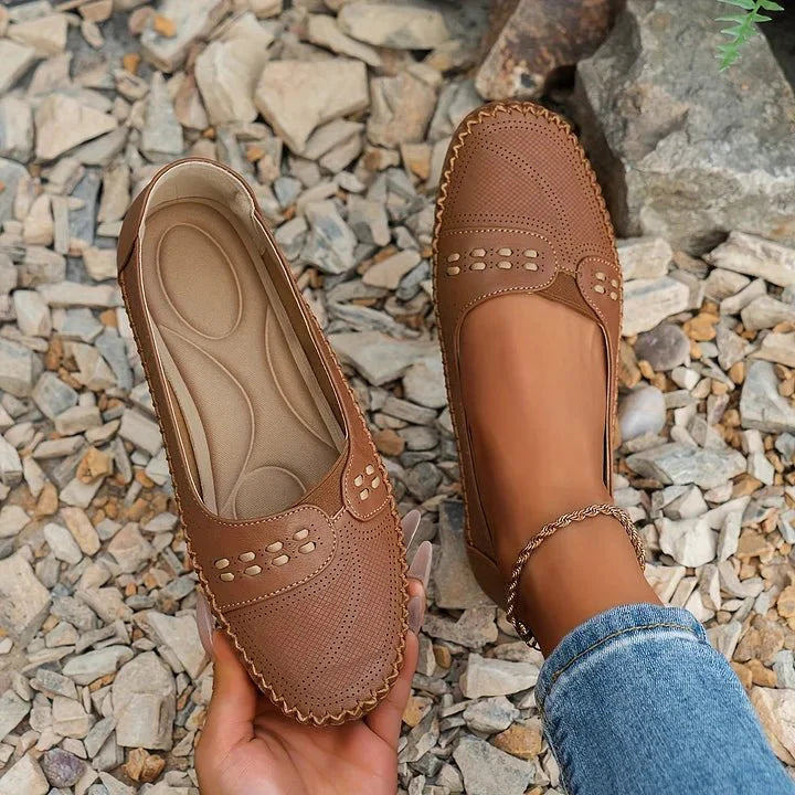 Perforated Loafers Women Slip-On Flat Breathable Casual