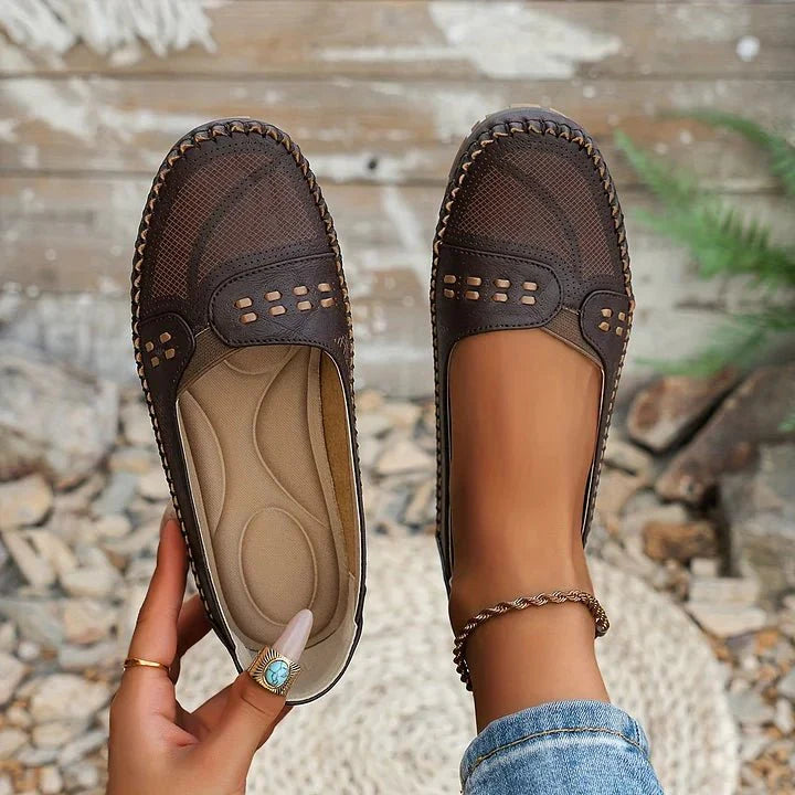 Perforated Loafers Women Slip-On Flat Breathable Casual