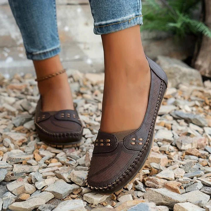Perforated Loafers Women Slip-On Flat Breathable Casual