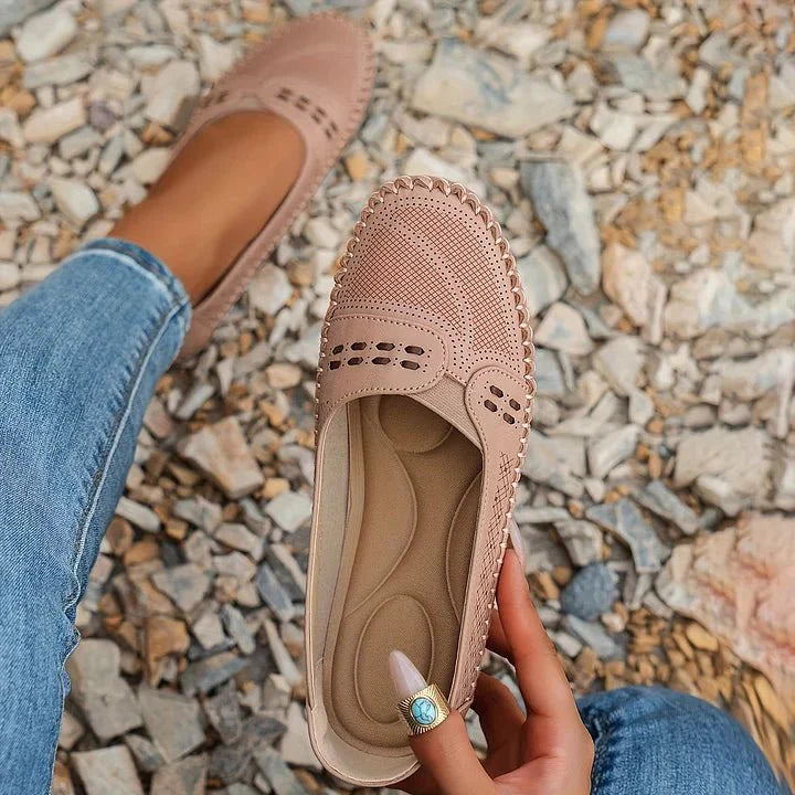 Perforated Loafers Women Slip-On Flat Breathable Casual