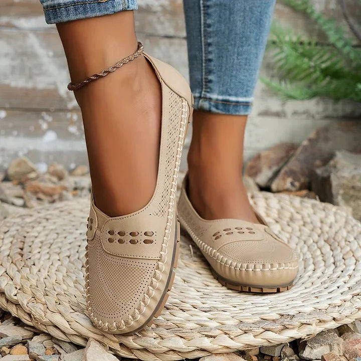 Perforated Loafers Women Slip-On Flat Breathable Casual